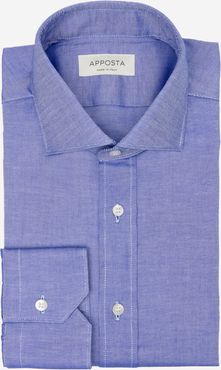 Camicia tinta unita blu 100% puro cotone oxford, collo stile collo francese aggiornato a punte corte