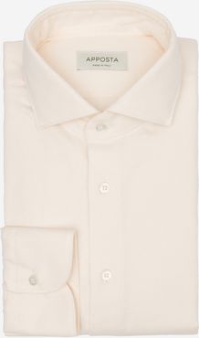 Camicia tinta unita bianco flanella twill doppio ritorto, collo stile collo francese aggiornato a punte corte