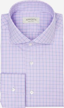 Camicia principe di galles viola 100% puro cotone twill doppio ritorto giza 45, collo stile collo francese basso