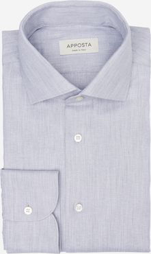 Camicia tinta unita grigio cotone riciclato twill, collo stile collo francese aggiornato a punte corte