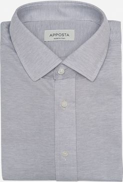 Camicia tinta unita grigio 100% puro cotone jersey, collo stile collo italiano aggiornato a punte corte