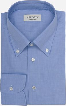 Camicia tinta unita azzurro 100% puro cotone fil-a-fil doppio ritorto, collo stile collo button down