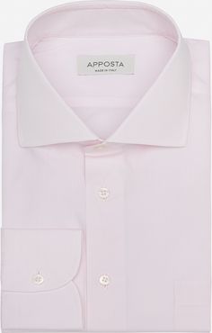 Camicia tinta unita rosa 100% puro cotone popeline doppio ritorto giza 45, collo stile collo semifrancese