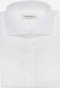 Camicia tinta unita bianco 100% puro cotone pinpoint doppio ritorto, collo stile collo francese aggiornato a punte corte