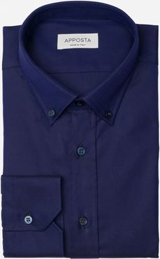 Camicia tinta unita blu 100% puro cotone royal oxford doppio ritorto giza 45, collo stile collo button down piccolo