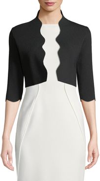 Scallop-Trimmed Knit Bolero