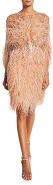 Crystal & Sequined Feather Cocktail Dress