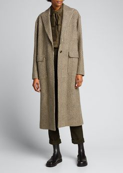 Checked Cashmere-Wool Long Coat
