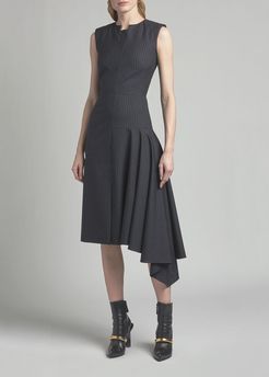 Asymmetric Draped Sleeveless Cocktail Dress