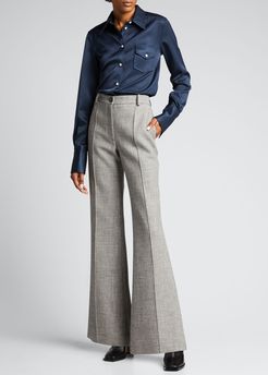 Flared Cotton-Blend Pants