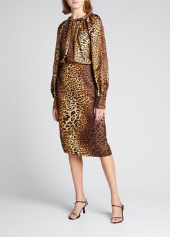 Leopard-Print Silk Blouse
