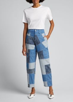 Patchwork Safari Cropped Denim Pant