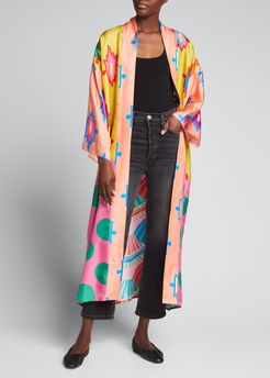 Loukoumi III Belted Silk Kimono