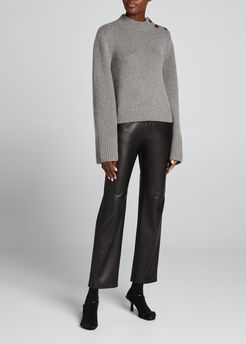 Brie Button-Shoulder Cashmere Sweater