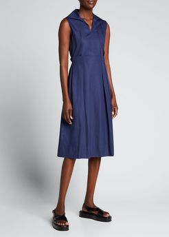 Collared V-Neck Pleated Tennis Dress