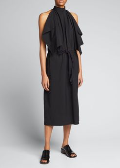 Halter-Neck Foulard Midi Dress