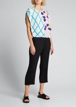 Temporary Room Abstract-Print Pleated Top