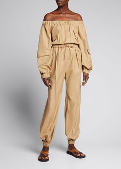 Romona Off-The-Shoulder Utility Jumpsuit