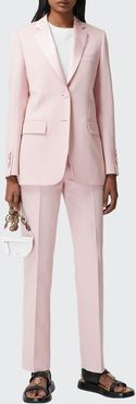 Wool Tailored Silk-Trim Trousers