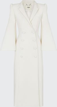 Tulip-Sleeve Wool-Silk Overcoat