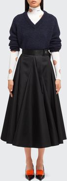 Re-Nylon Belted Pleated Midi Skirt