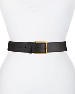 Leather Belt w/ Logo Lettering Hardware