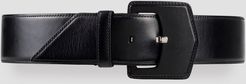 Geometric Buckle Leather Belt