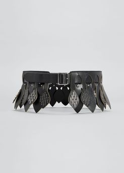 Leaf Studded Leather Belt