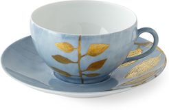 Daphne Lavande Gold-Leaf Breakfast Cup & Saucer, Blue