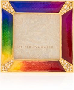 Rainbow Pave Corner Square Frame, 2"Sq.