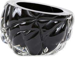 Cut Hand-Blown Glass Black Vase - Medium