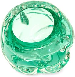 Cut Hand-Blown Glass Emerald Green Vase - Medium