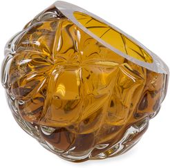 Cut Hand-Blown Glass Amber Vase - Large