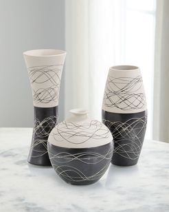 Night-and-Day Porcelain Vases, Set of 3