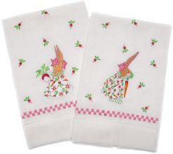 Rabbit Embroidered Tea Towels, Set of 2