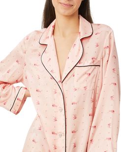 Jane Rose-Print Charmeuse Pajama Top