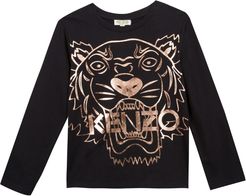 Metallic Tiger Face Icon Long-Sleeve T-Shirt, Size 14-16