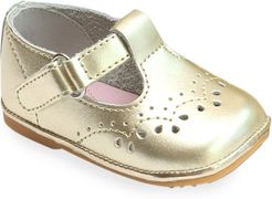 Birdie Metallic Leather T-Strap Brogue Mary Jane, Baby