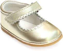 Cara Scalloped Metallic Leather Mary Jane, Baby