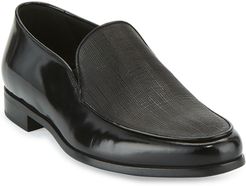 Saffiano Leather Venetian Loafer, Black