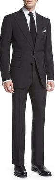 Windsor Base Peak-Lapel Two-Piece Suit, Black