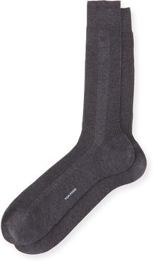 Basic Ribbed Knit Socks, Gray
