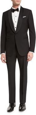 Satin Shawl-Collar Two-Piece Tuxedo Suit, Black