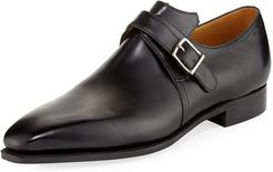 Arca Calf Leather Monk Shoe, Black