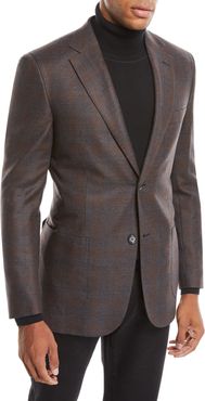 Plaid Wool-Silk Blazer