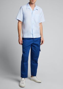 Linen-Cotton Camp Shirt w/ Pocket