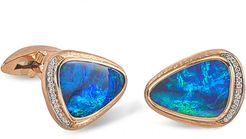 18K Rose Gold Opal Doublet Cufflinks w/ Diamonds