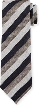 Heathered Stripe Silk Tie, Beige