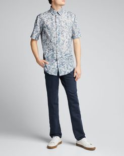 Floral Linen-Cotton Sport Shirt