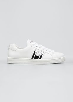 Two-Tone Logo Leather Sneakers